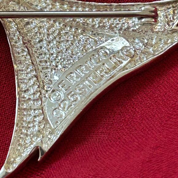 Vintage Gerrico Sterling Silver Modernist Fan Brooch Pendant - Picture 3 of 8